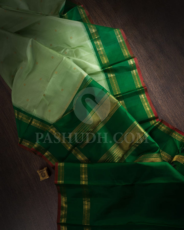 Rexona Green With Forest Green Pure Zari Kanjivaram Silk Saree-SP283