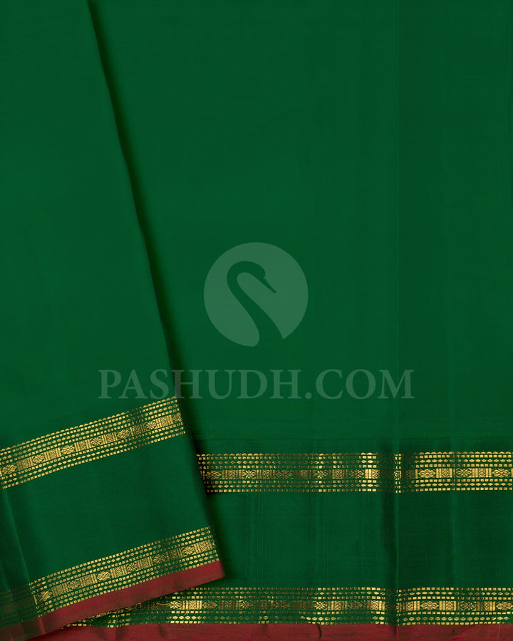 Rexona Green With Forest Green Pure Zari Kanjivaram Silk Saree-SP283