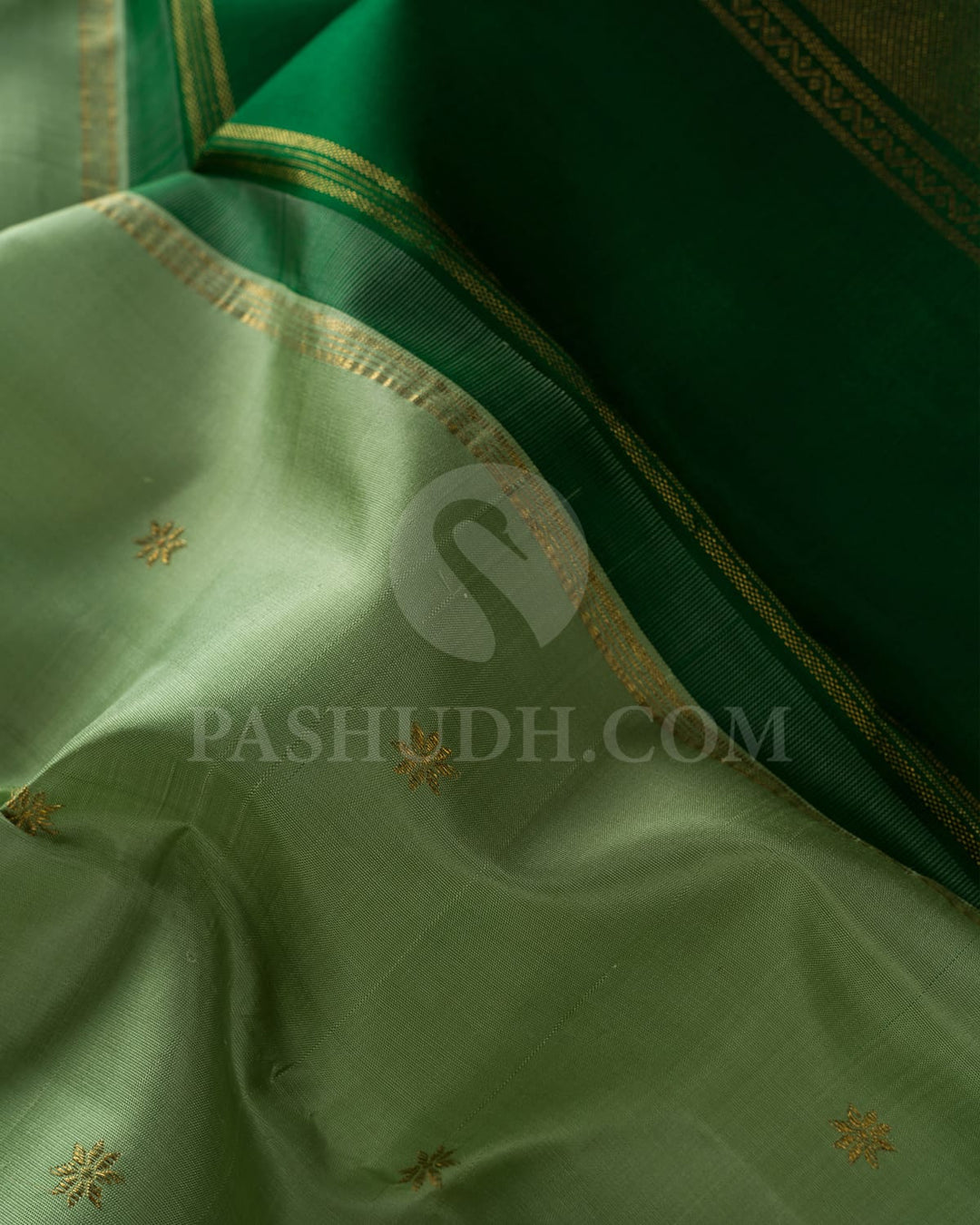 Rexona Green With Forest Green Pure Zari Kanjivaram Silk Saree-SP283