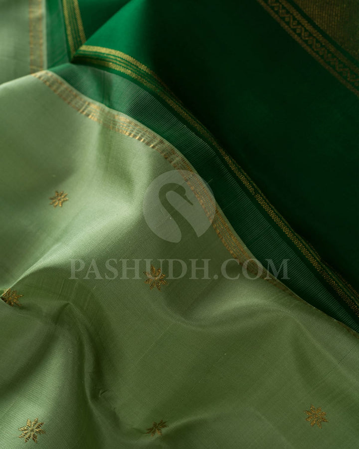Rexona Green With Forest Green Pure Zari Kanjivaram Silk Saree-SP283