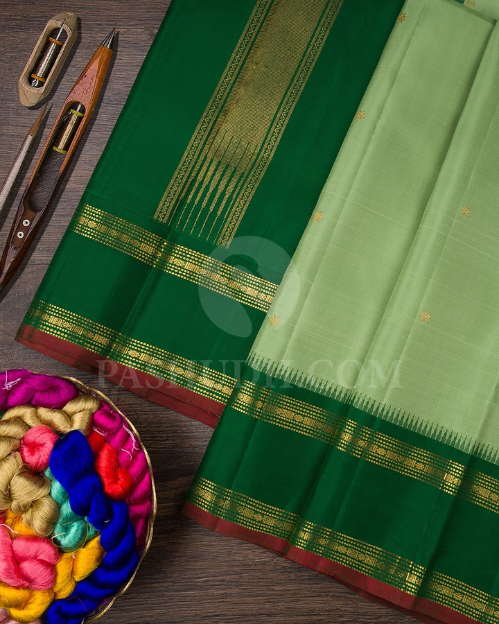 Rexona Green With Forest Green Pure Zari Kanjivaram Silk Saree-SP283