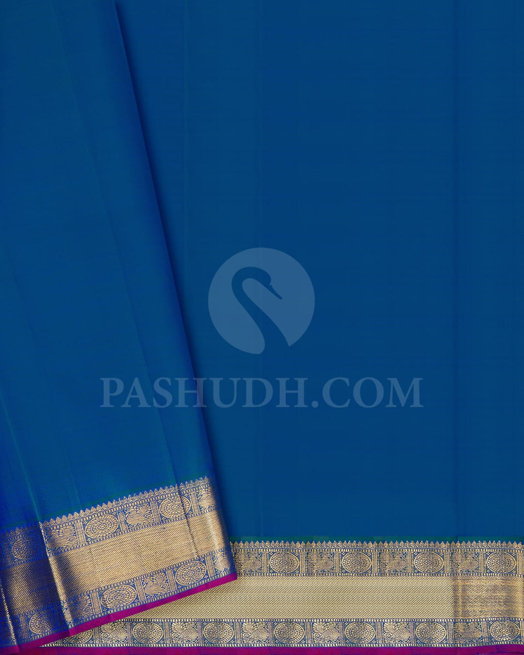 Dual Shaded Peacock Blue Kanjivaram Silk Saree-SP238