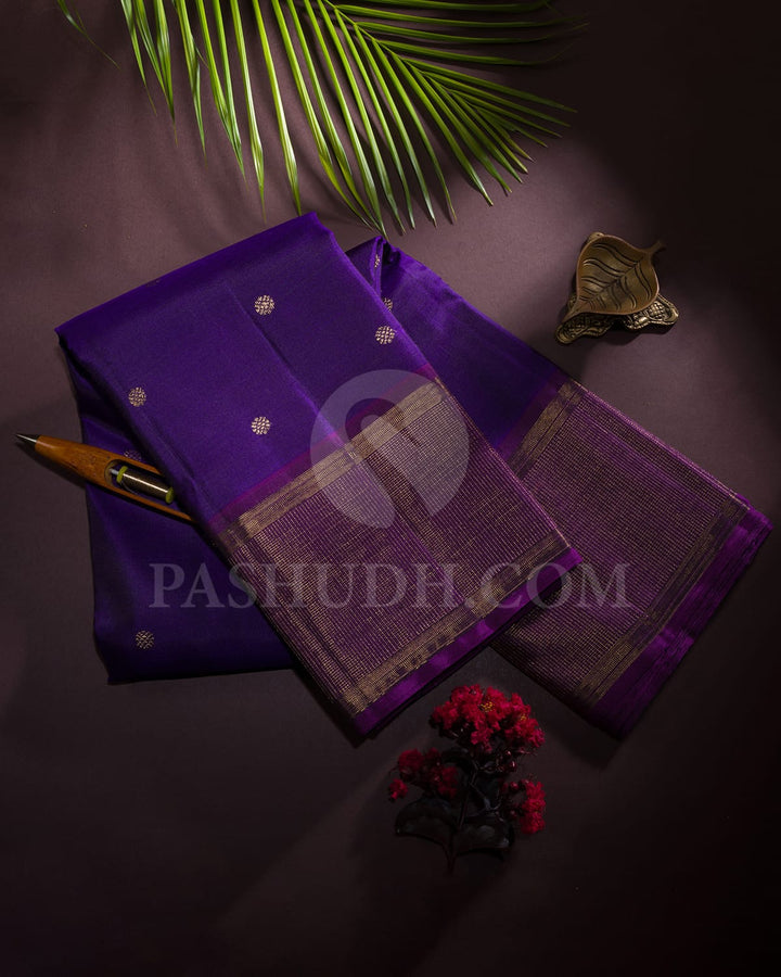 Violet With Deep Purple Pure Zari Kanjivaram Silk Saree-SP264
