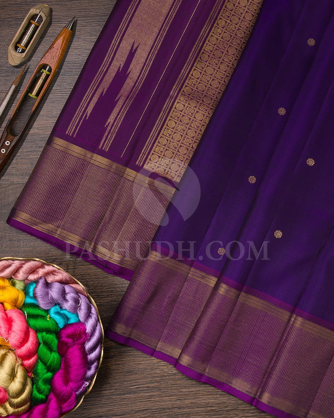 Violet With Deep Purple Pure Zari Kanjivaram Silk Saree-SP264