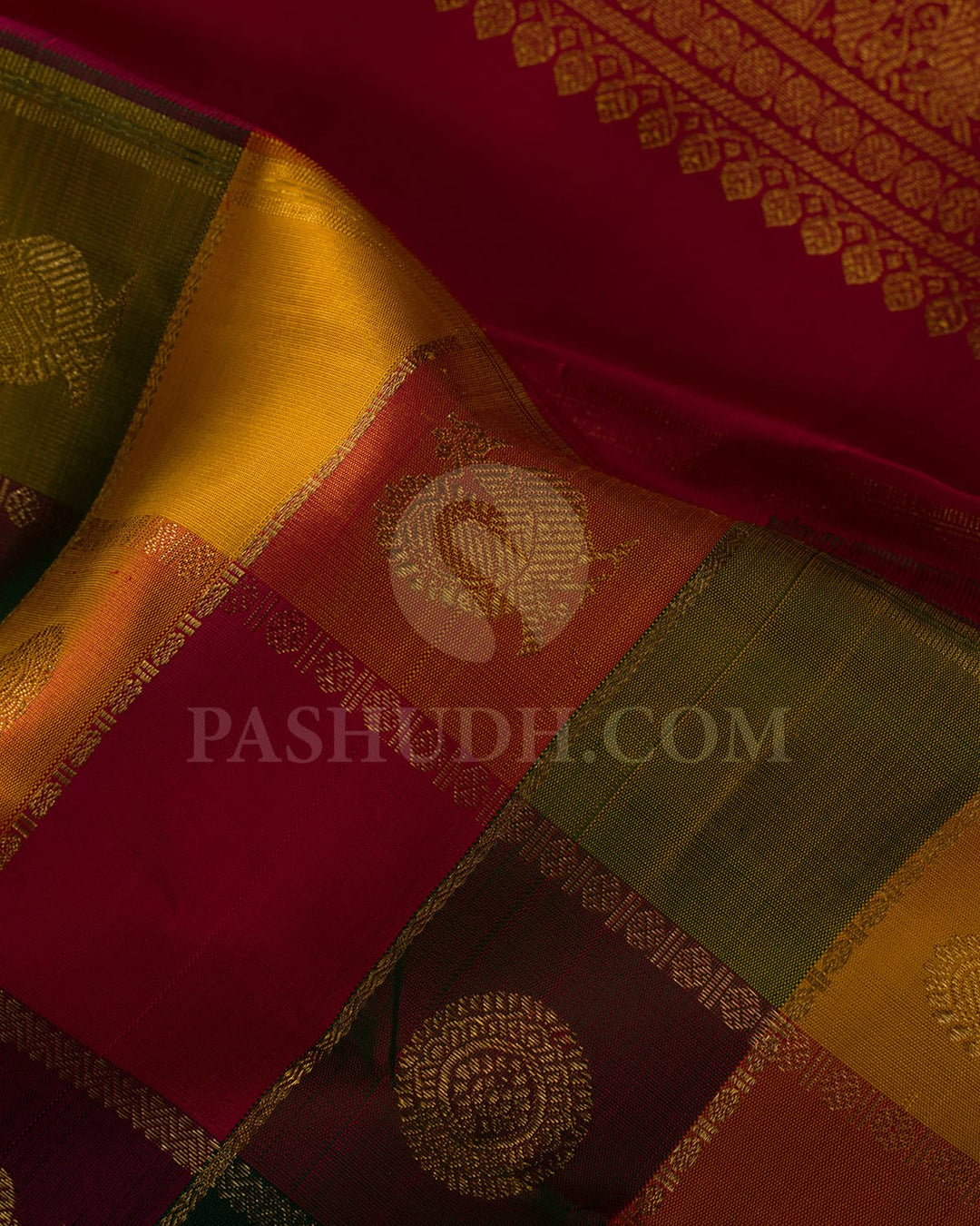 Paalum Pazhamum Checks Pure Zari Kanjivaram Silk Saree-SP277