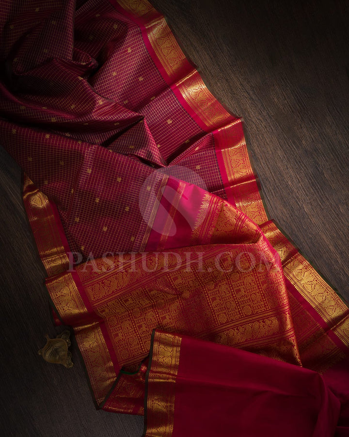 Maroon Pure Zari Kanjivaram Silk Saree-SP242
