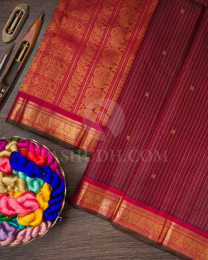 Maroon Pure Zari Kanjivaram Silk Saree-SP242