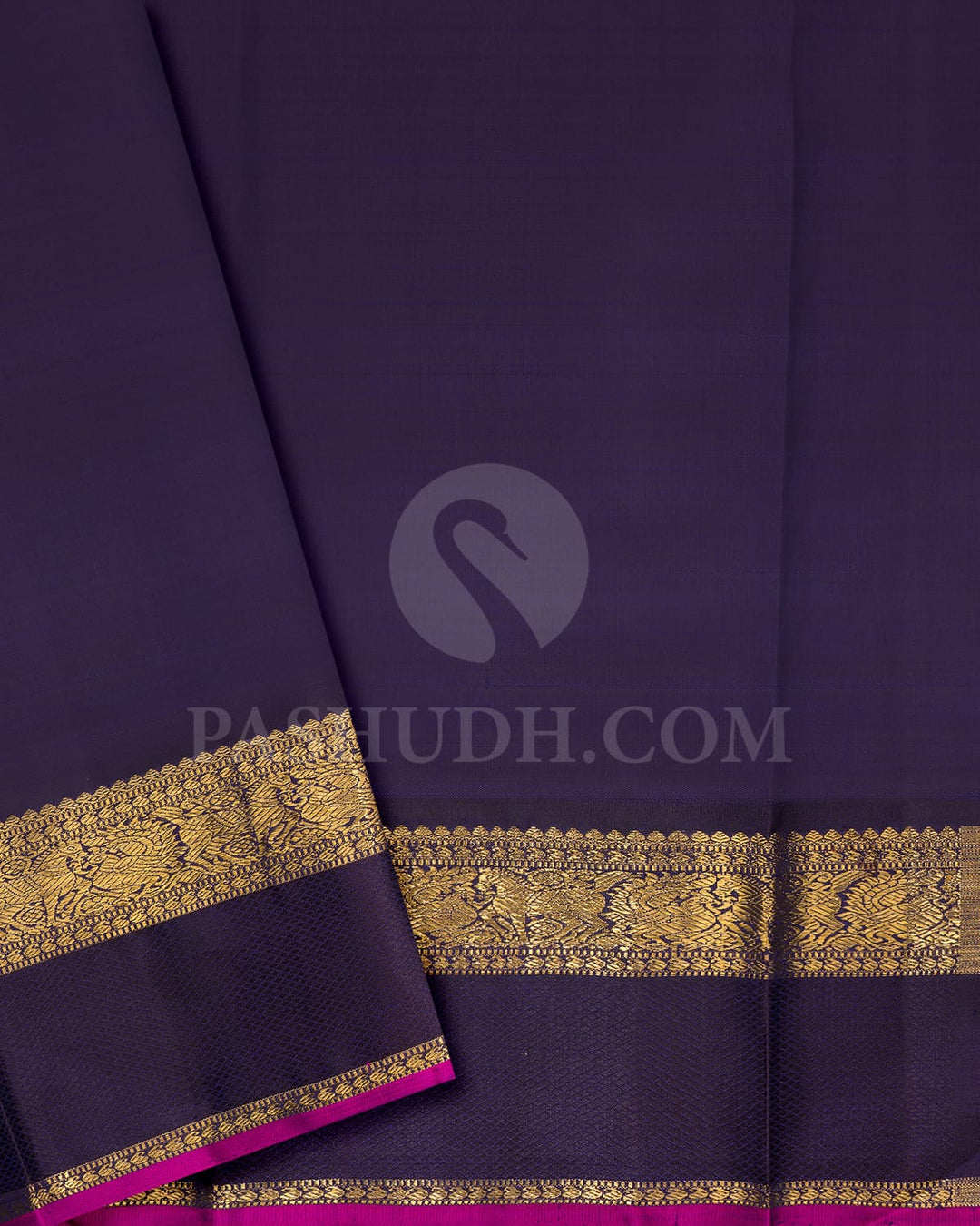 Cyan With Purple Pure Zari Kanjivaram Silk Saree-SP260