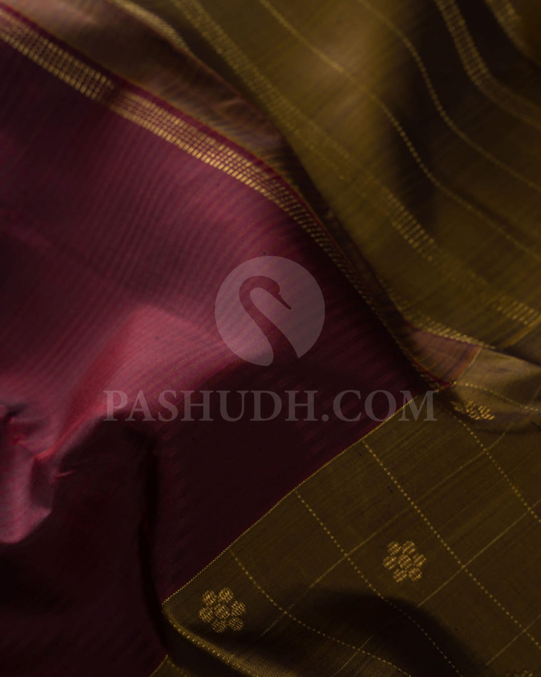 Maroon With Mehendi Green Pure Zari Kanjivaram Silk Saree-SP261