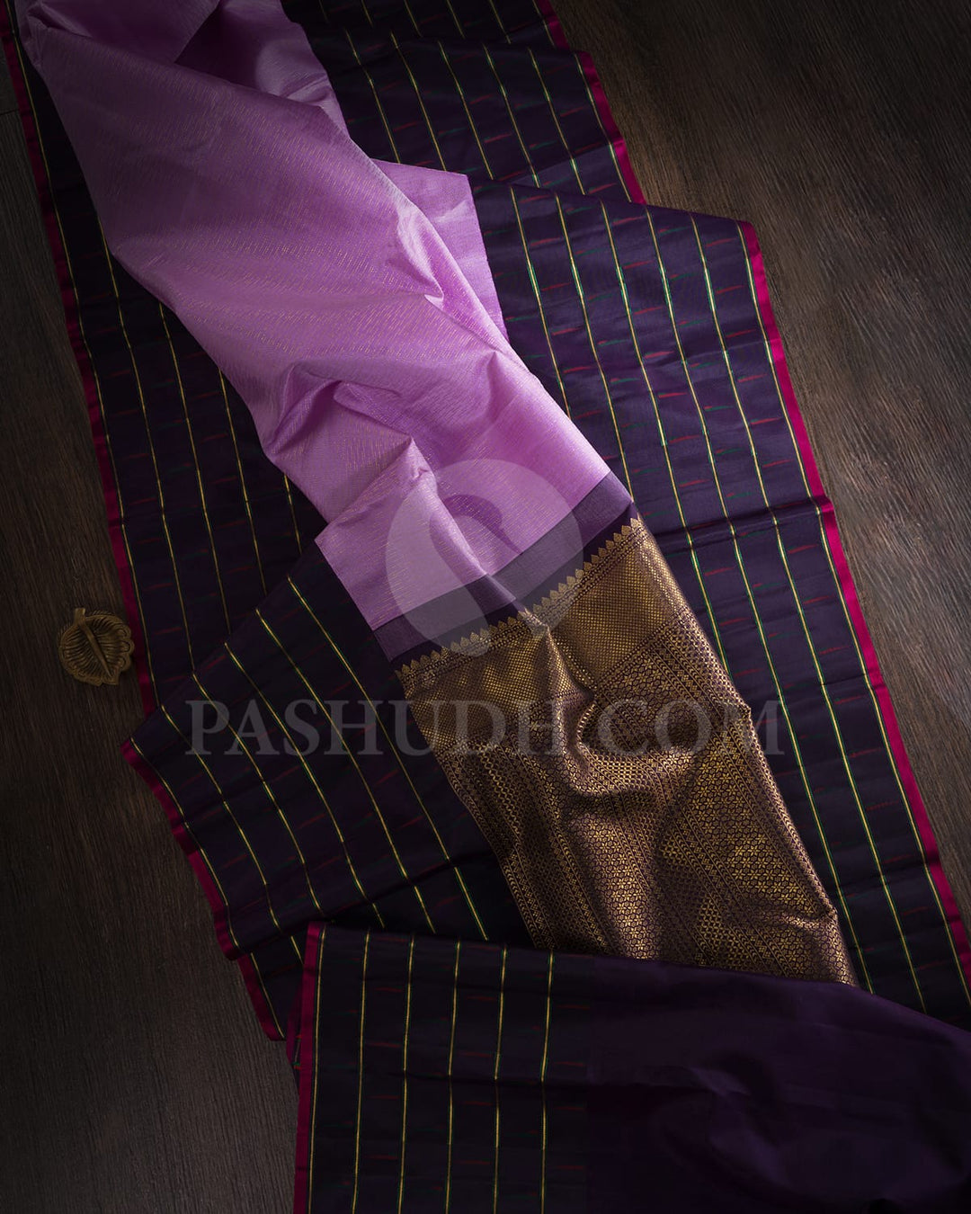 Lavender And Aubergine Kanjivaram Silk Saree-S1480(C)