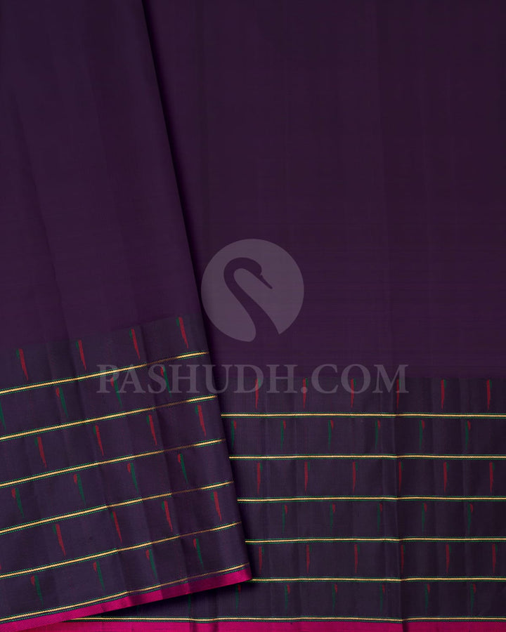Lavender And Aubergine Kanjivaram Silk Saree-S1480(C)
