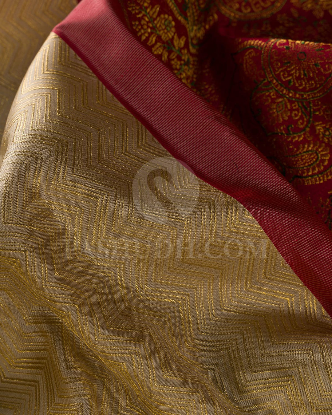 Half White,Red Shot Pink Bridal Kanjivaram Silk Saree-S1550(B)