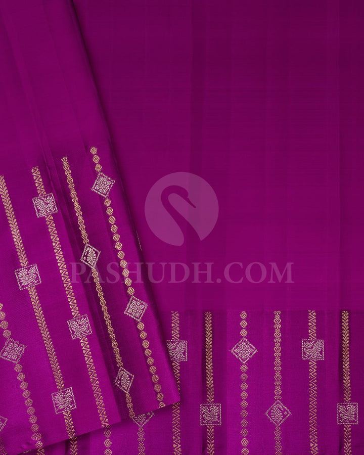 Baby Pink And Violet Kanjivaram Silk Saree-S1560(A)