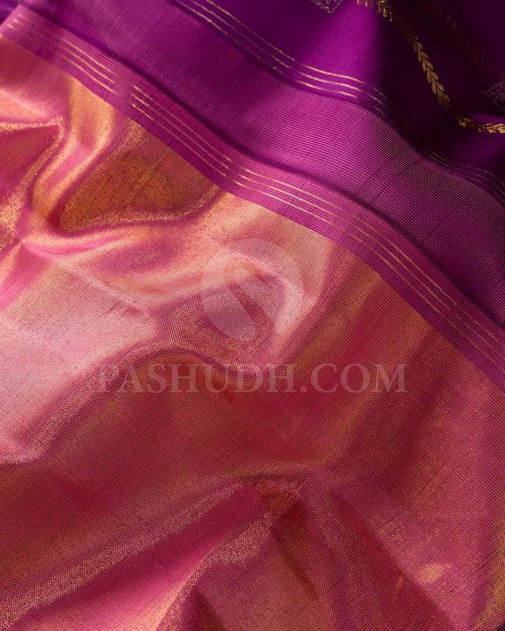 Baby Pink And Violet Kanjivaram Silk Saree-S1560(A)