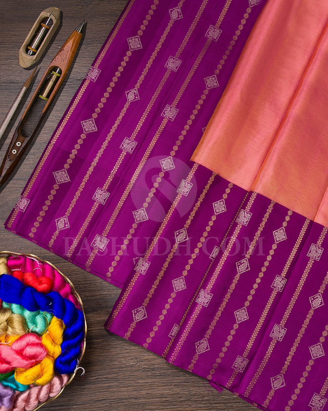 Baby Pink And Violet Kanjivaram Silk Saree-S1560(A)