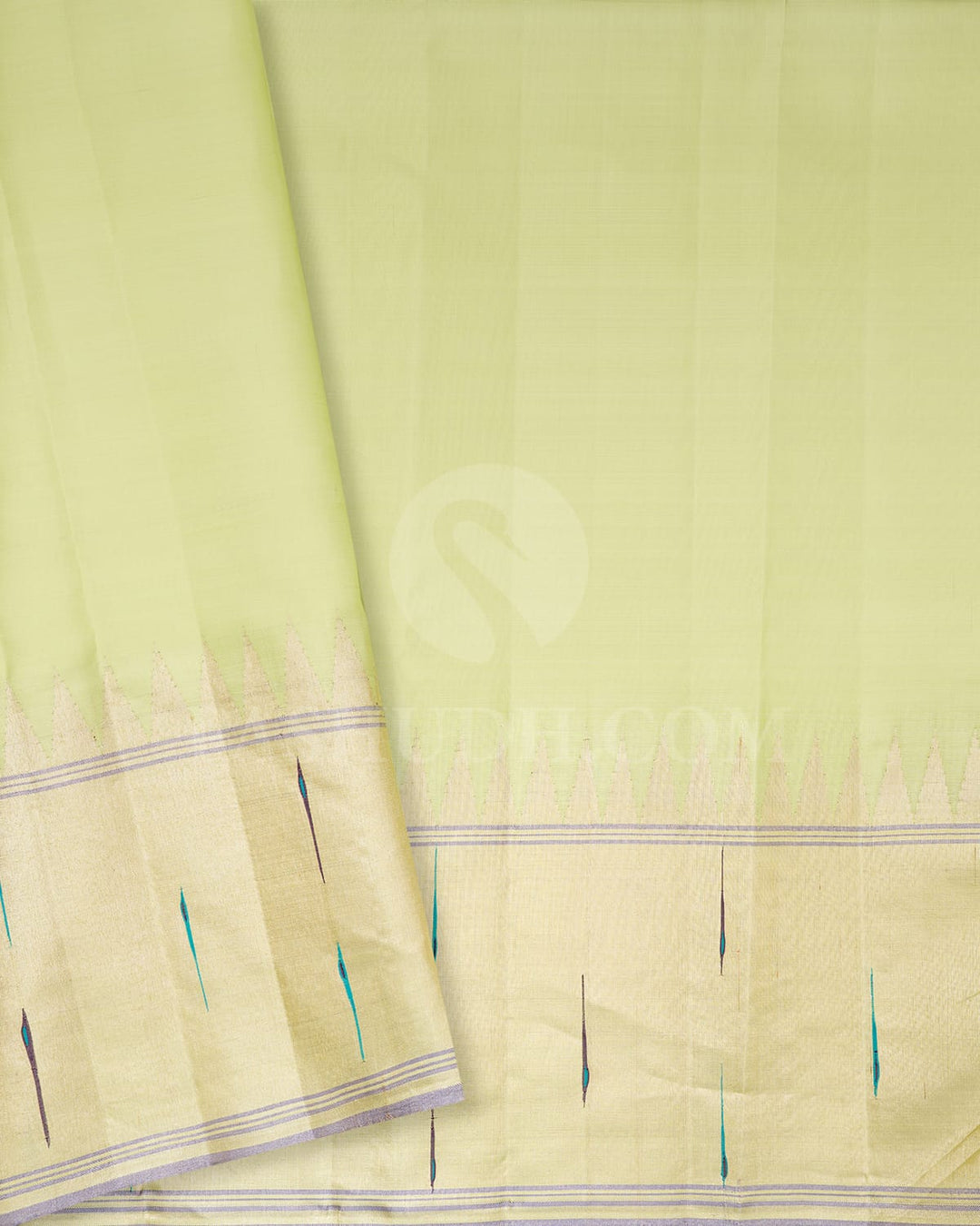 Parrot Green Kanjivaram Silk Saree With Paithani Temple Border-S1407(B)