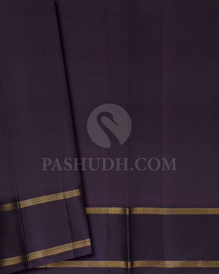 Bright Yellow And Aubergine Kanjivaram Silk Saree-S1537(C)