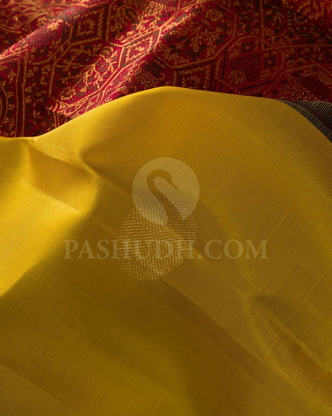 Bright Yellow And Aubergine Kanjivaram Silk Saree-S1537(C)
