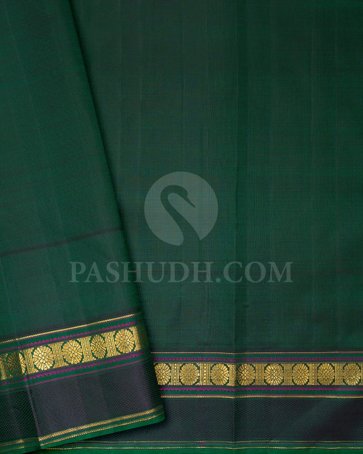Orange With Forest Green Kanjivaram Silk Saree-S1561(A)