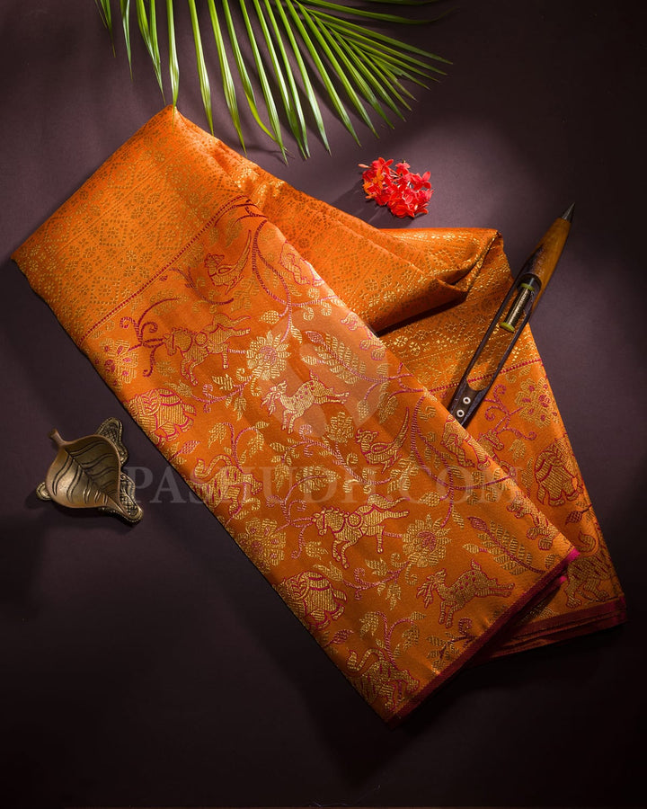 Orange Bridal Kanjivaram Silk Saree-S1503(E)