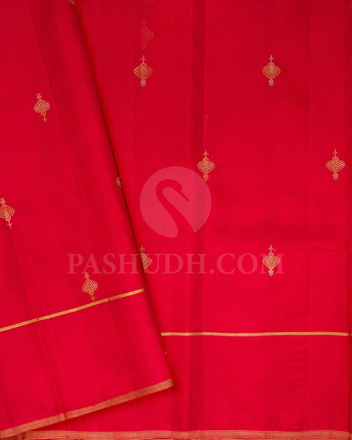 Chocolate Brown With Red Kanjivaram Silk Saree-S1555(A)