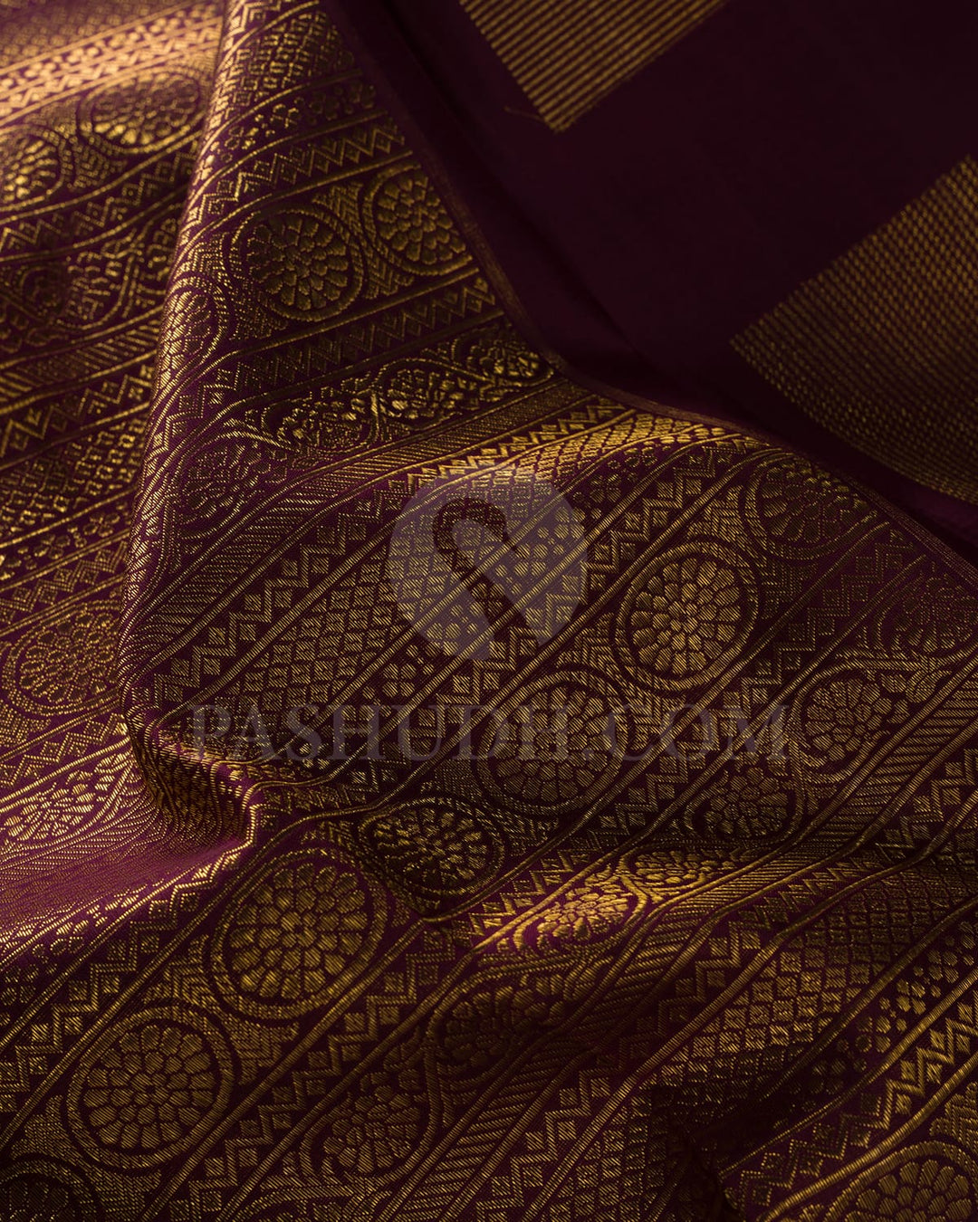 Chocolate Brown With Red Kanjivaram Silk Saree-S1555(A)