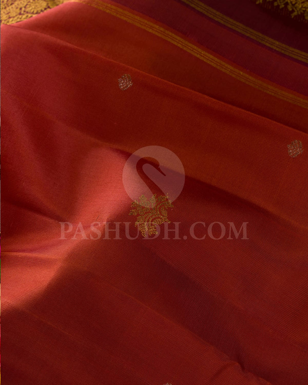 Rust Orange With Dual Shaded Violet Kanjivaram Silk Saree-S1554(A)