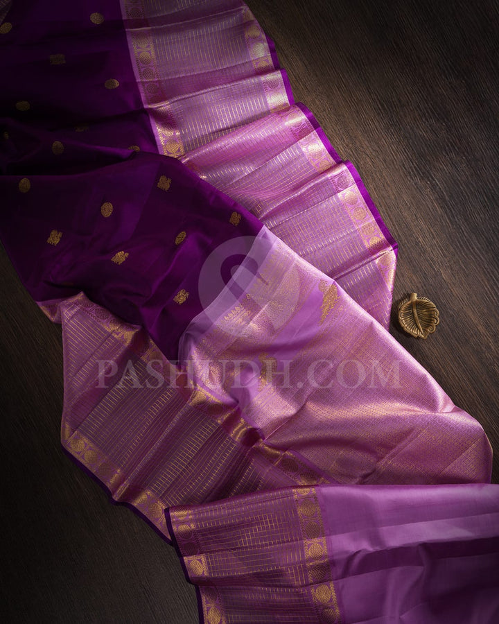Violet With Lilac Organza Kanjivaram Silk Saree-S1553(A)