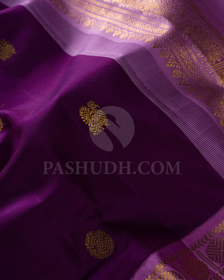 Violet With Lilac Organza Kanjivaram Silk Saree-S1553(A)