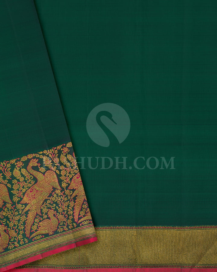 Bottle Green Bridal Kanjivaram Silk Saree-S1557(A)