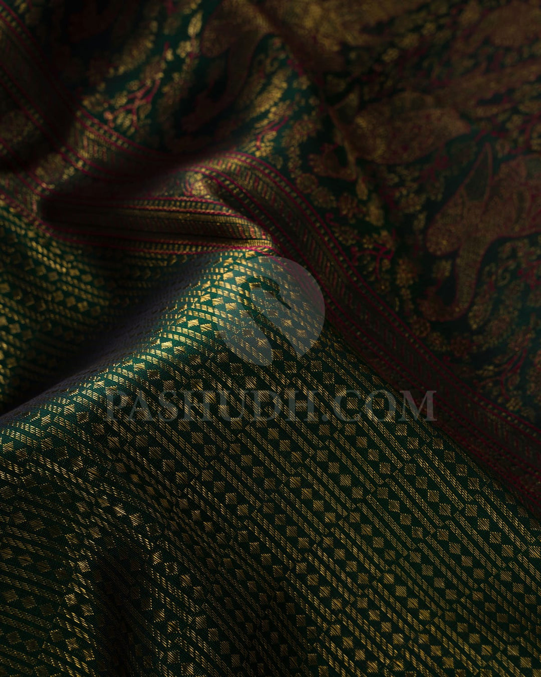Bottle Green Bridal Kanjivaram Silk Saree-S1557(A)