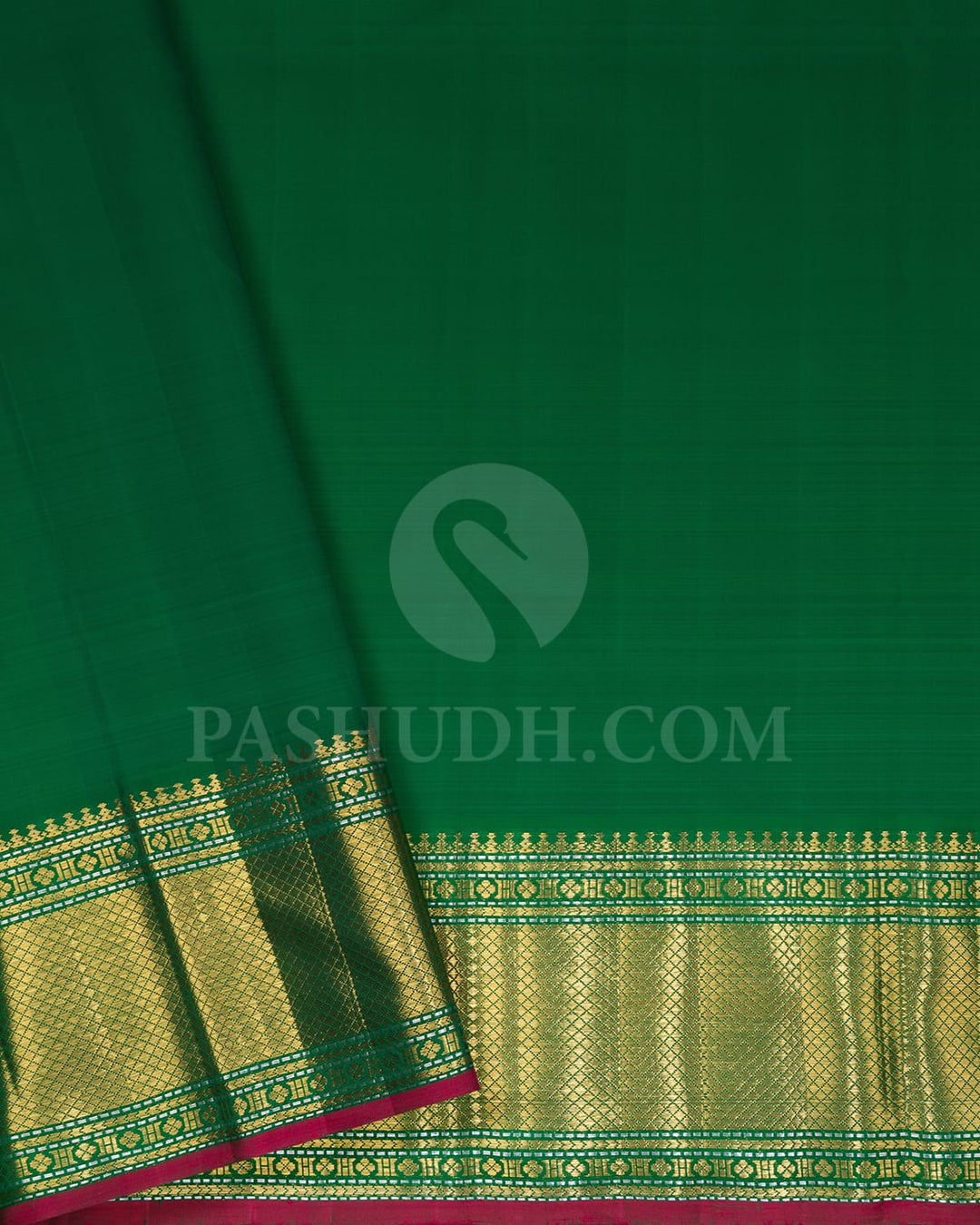 Mango Yellow With Emerald Green Pure Zari Kanjivaram Silk Saree-P200(A)