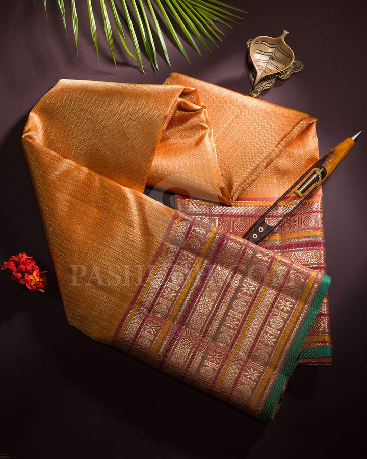 Pastel Orange Kanjivaram Silk Saree-S1062(I)