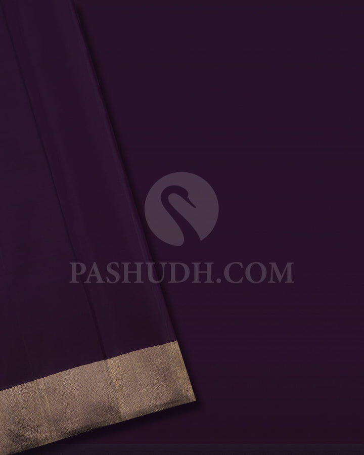 Greige And Deep Purple Kanjivaram Silk Saree-S1063(D)