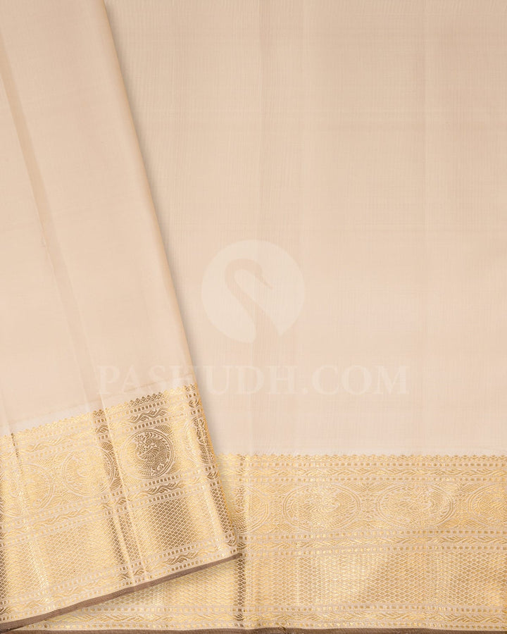 Mango Yellow With Half White Kanjivaram Silk Saree-S1536(B)
