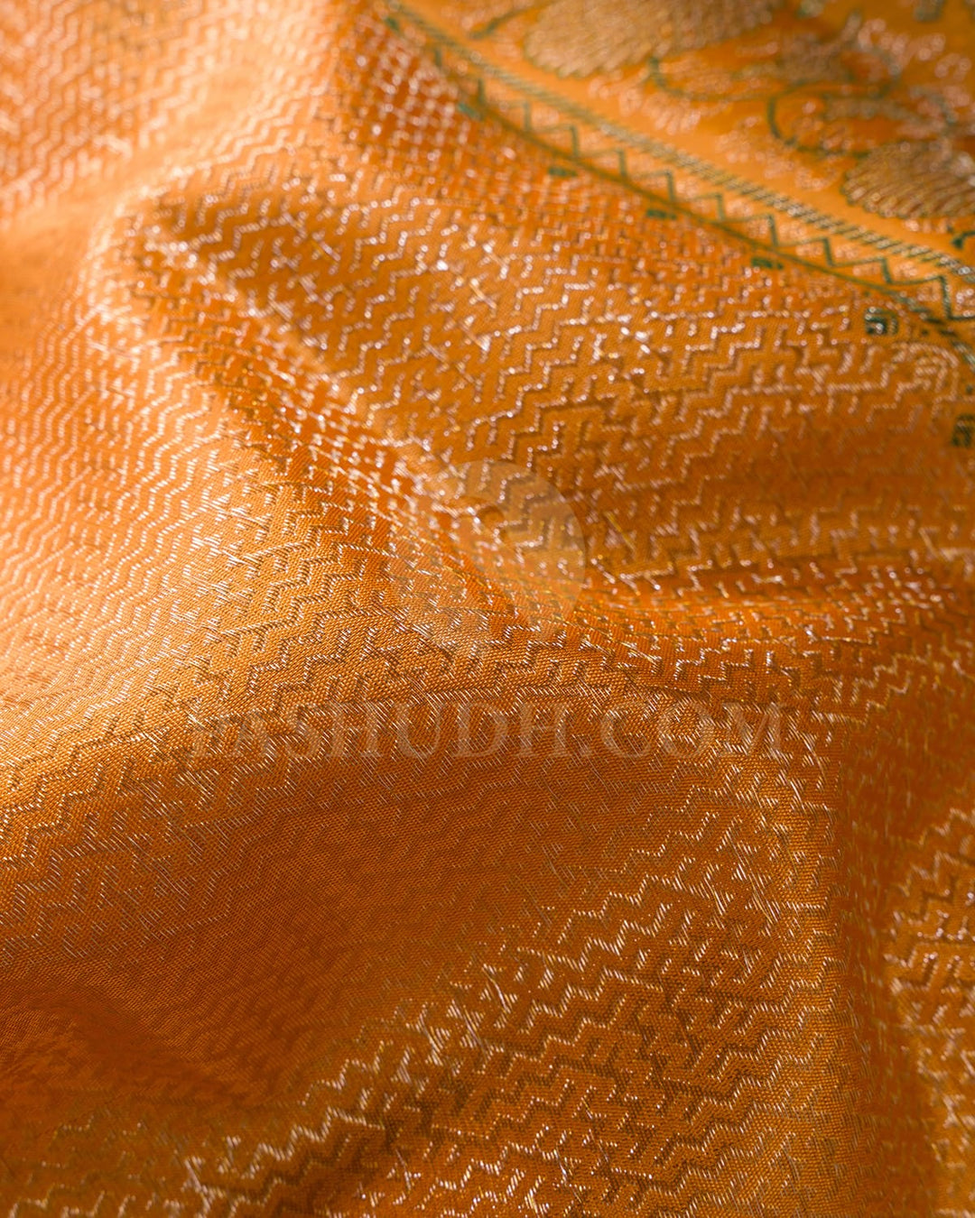 Pastel Orange With Green Kanjivaram Silk Saree-S1559(A)