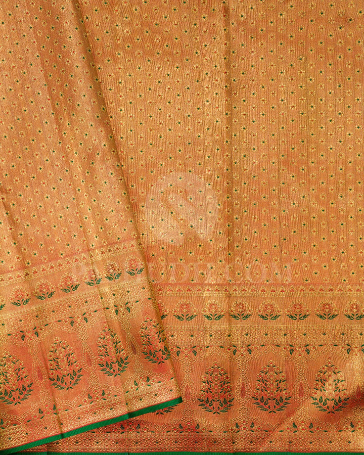 Half White And Red Bridal Kanjivaram Silk Saree-S1037(C)