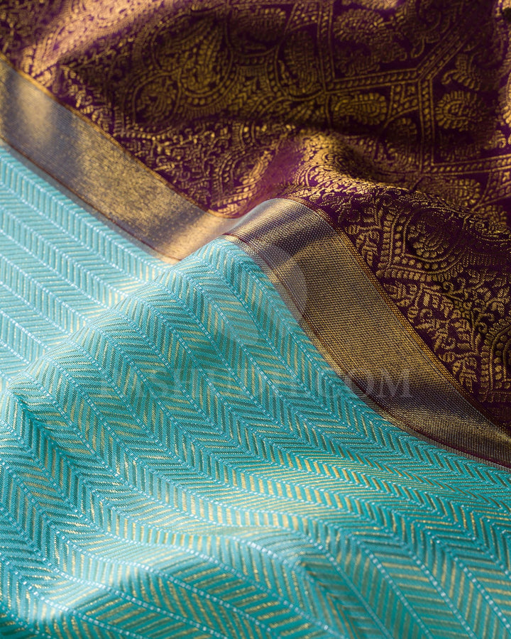 Sky Blue With Purple Bridal Kanjivaram Silk Saree-S1321(E)