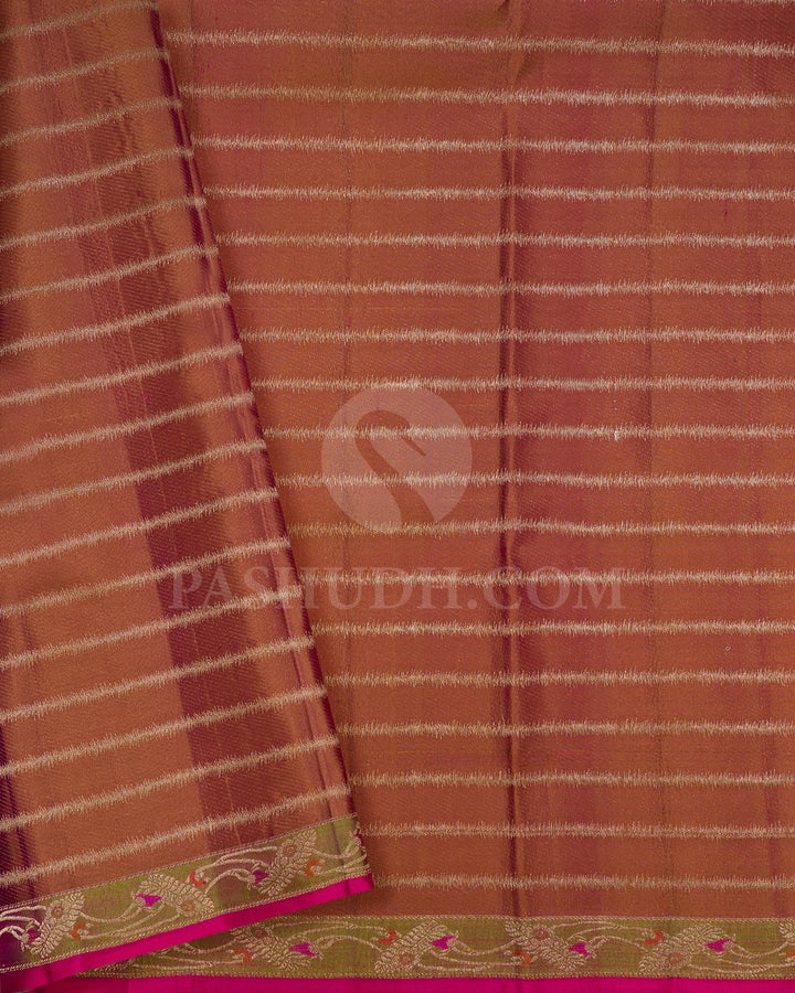 Orange Kanjivaram Silk Saree With Tissue Border-DJ395(A)
