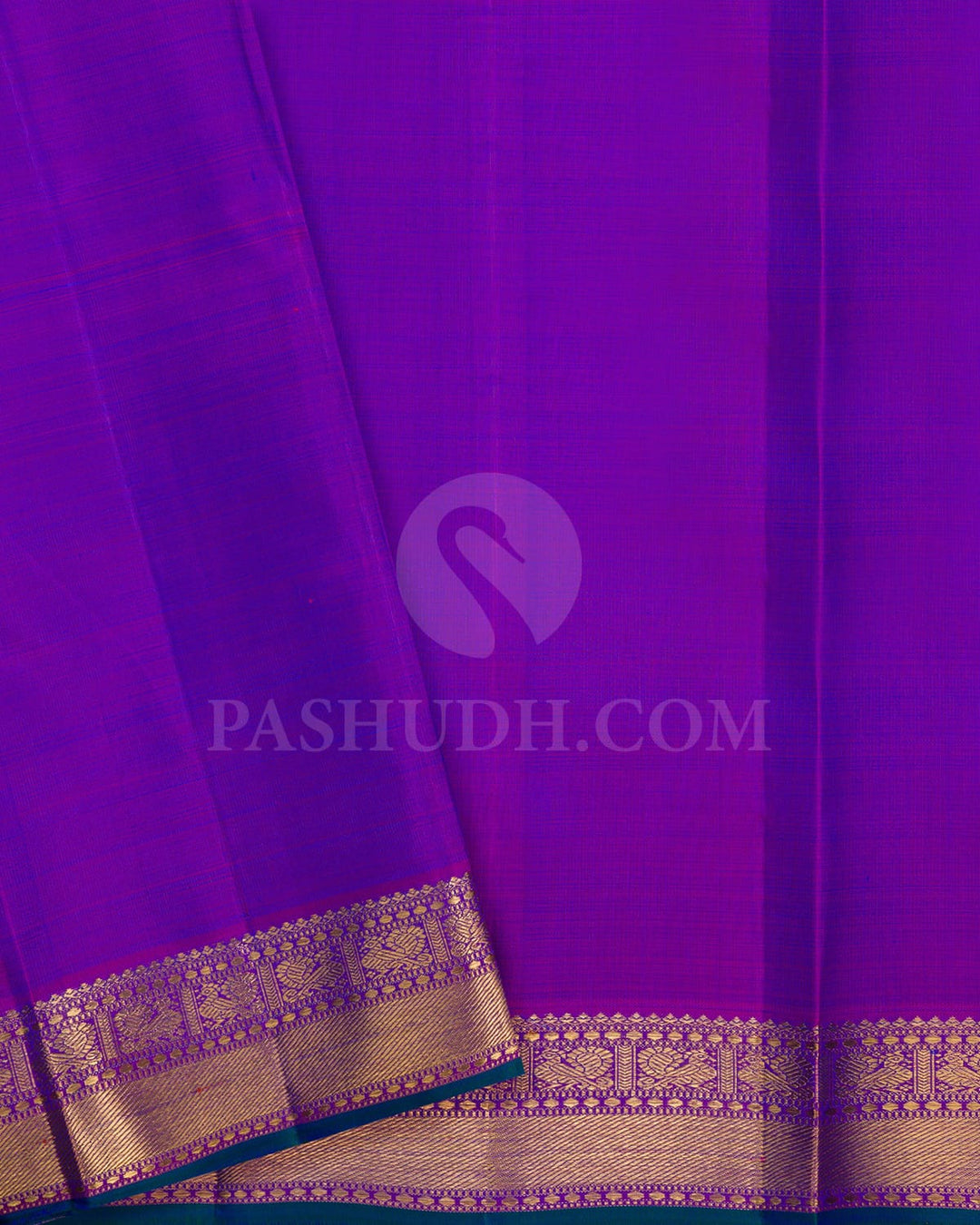 Cobalt Blue And Violet Pure Zari Kanjivaram Silk Saree-SP312