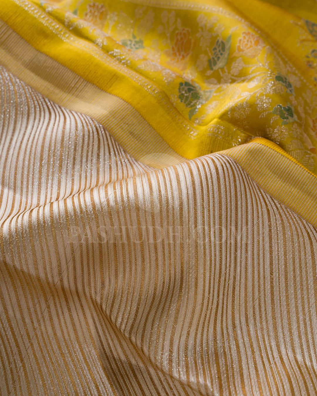 Cream And Golden Mustard Kanjivaram Silk Saree-DJ380(B)