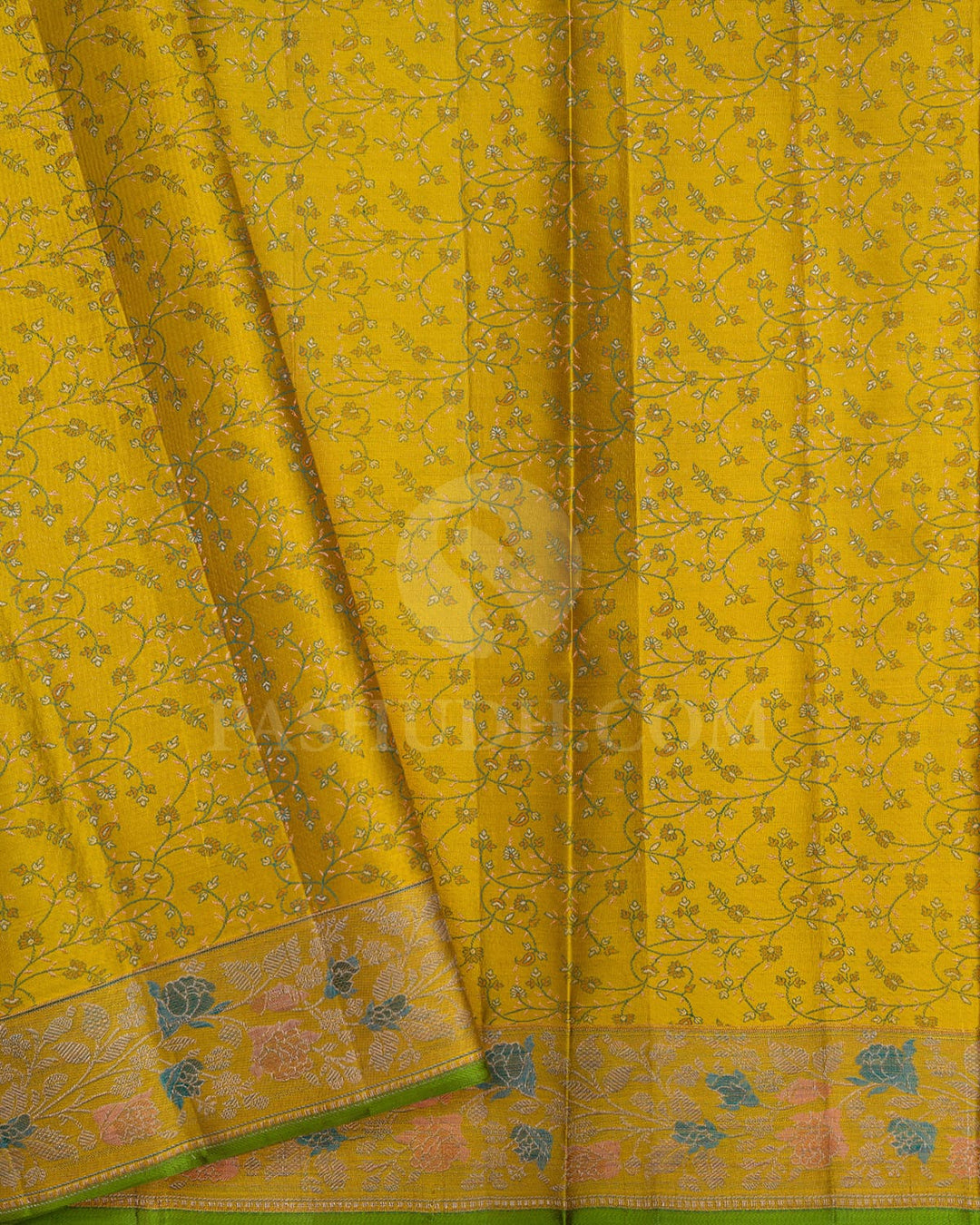 Cream And Golden Mustard Kanjivaram Silk Saree-DJ380(B)
