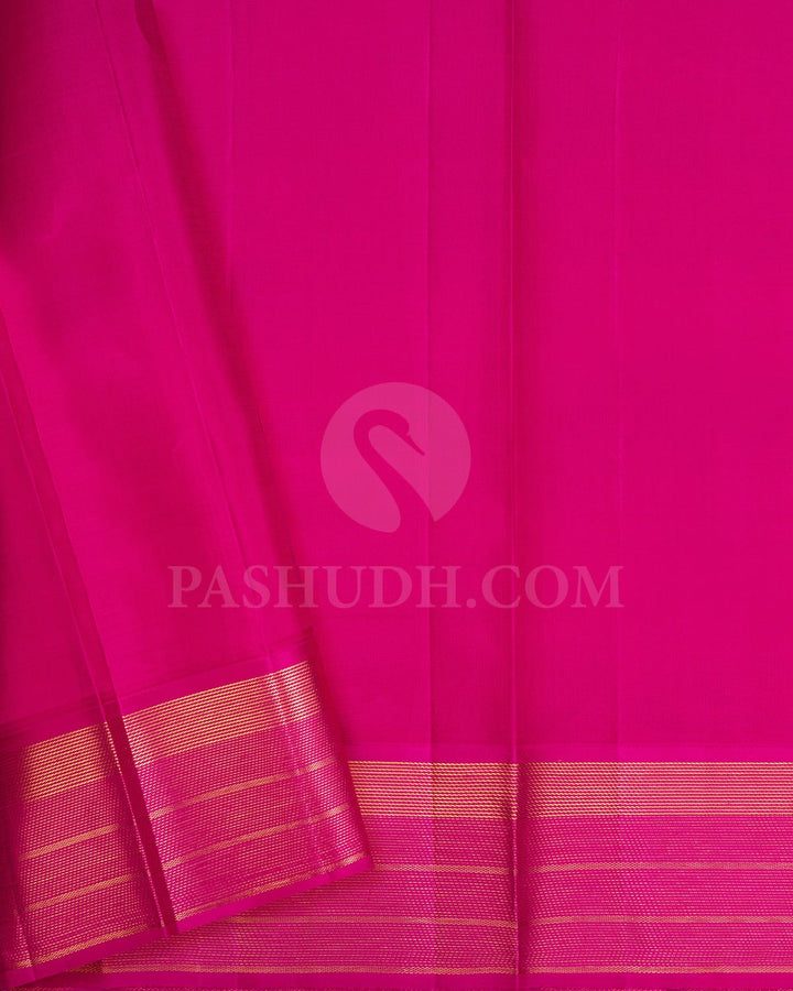 Navy Blue With Rani Pink Kanjivaram Silk Saree-S1567(A)