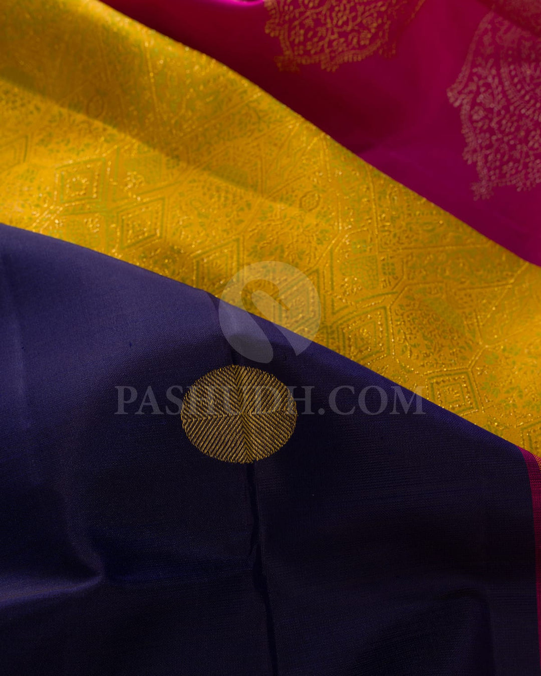 Navy Blue With Rani Pink Kanjivaram Silk Saree-S1567(A)