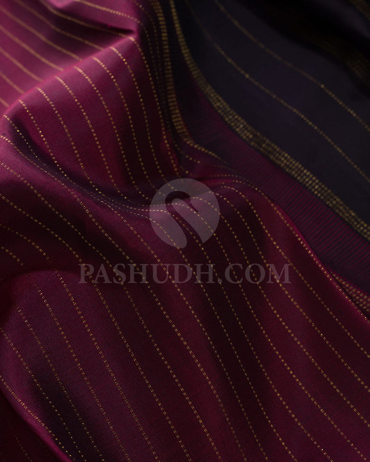 Maroon With Deep Eggplant Pure Zari Kanjivaram Silk Saree-SP306