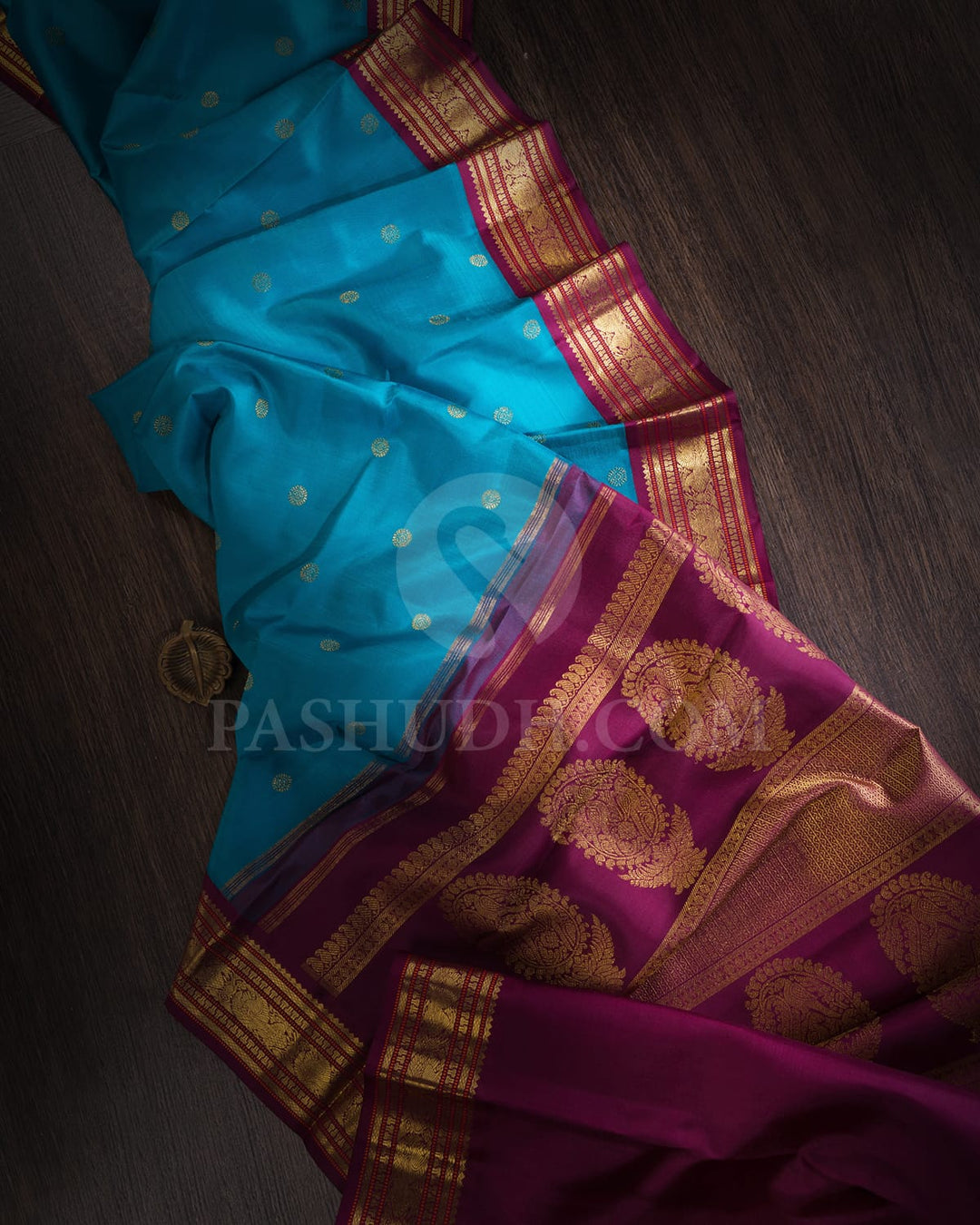 Anandha Blue And Maroon Pure Zari Kanjivaram Silk Saree-SP300