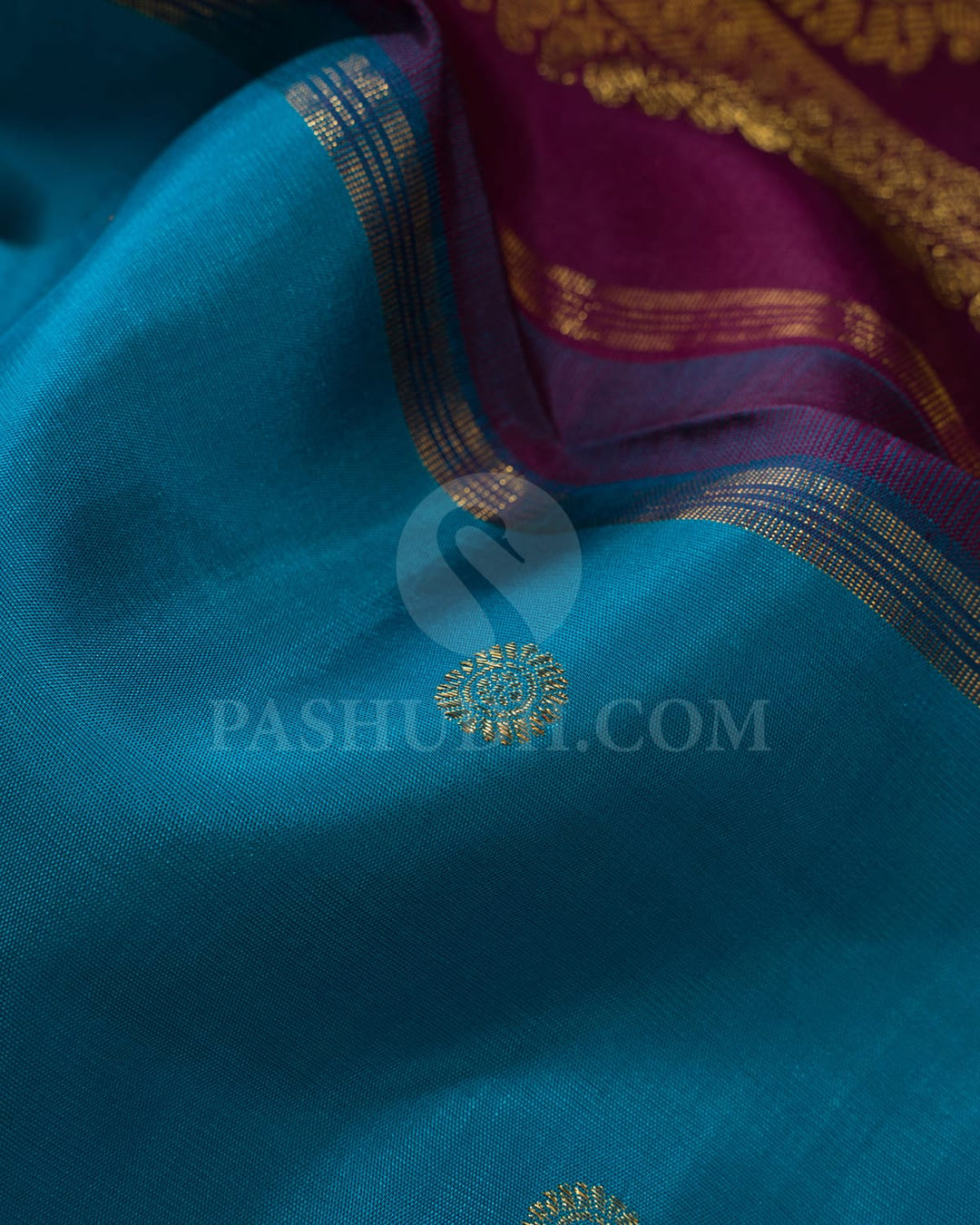 Anandha Blue And Maroon Pure Zari Kanjivaram Silk Saree-SP300