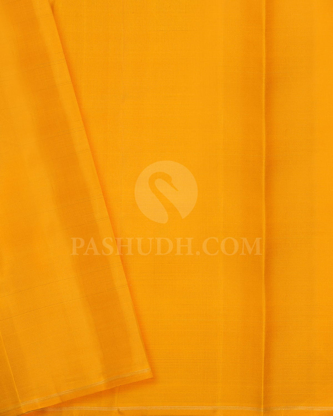 Bottle Green With Mango Yellow Borderless Pure Zari Traditional Kanjivaram Silk Saree-SP307