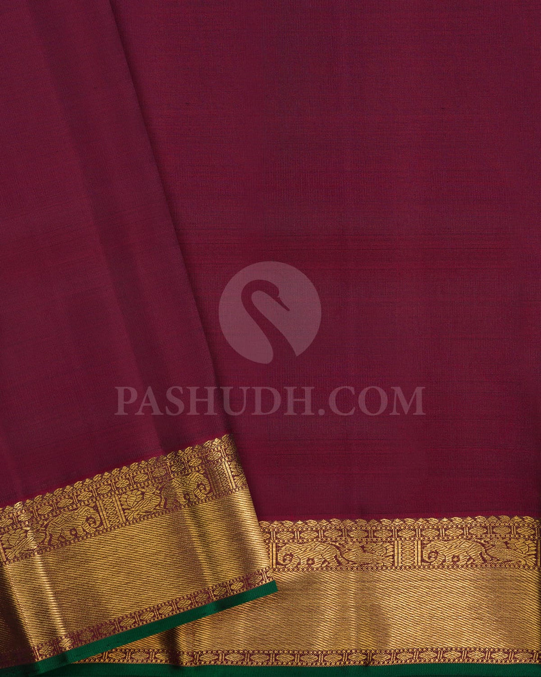 Bottle Green With Maroon Pure Zari Kanjivaram Silk Saree-SP313