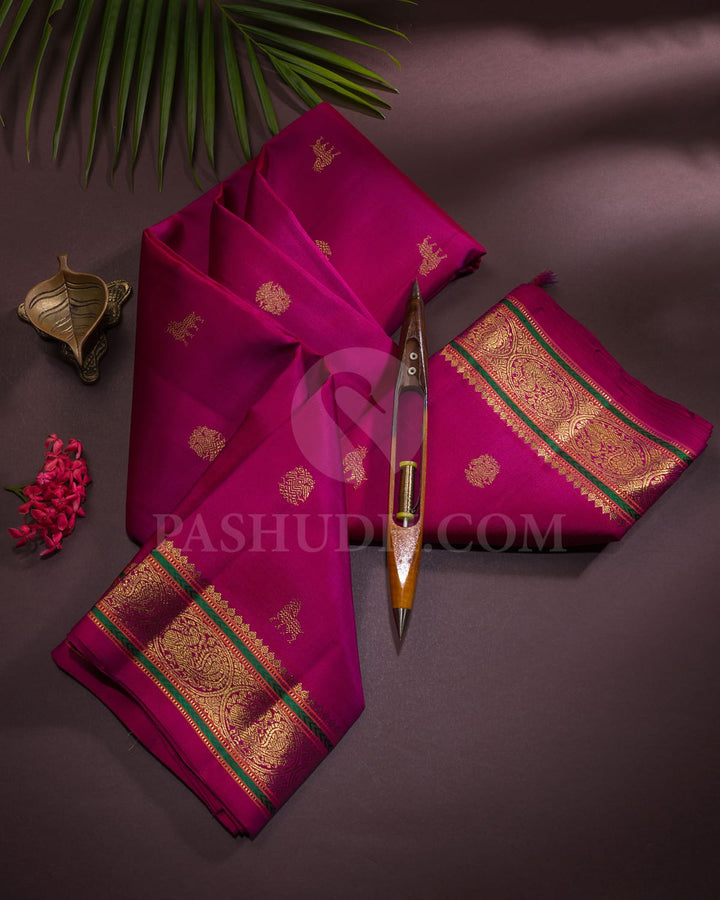 Magenta Pure Zari Kanjivaram Silk Saree-SP297